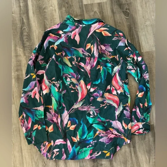 Calia Women’s Oversized Tropical Floral Linen Blend Swim Cover Up Size Med NWT - Picture 6 of 6